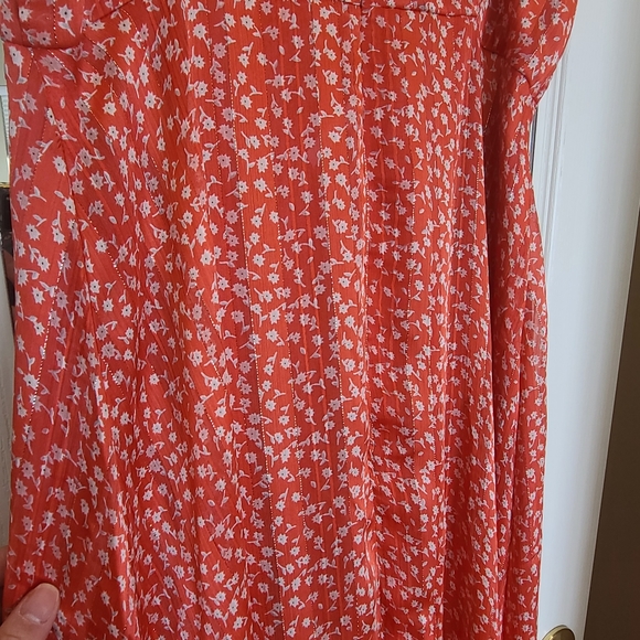 Dreams of Love Orange Floral Print High-Low Midi Dress - Picture 4 of 5